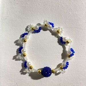 Blue and Gold Beaded Bracelet